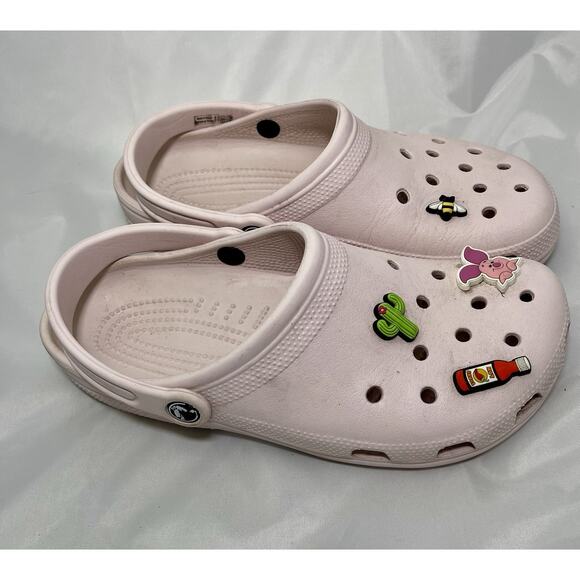 Crocs Classic Clog Unisex Slip Pink Clogs Ultra Light Water-Friendly with Charms - Picture 3 of 6